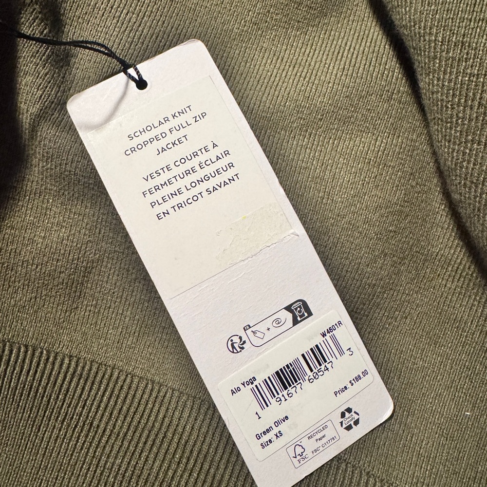 Alo Yoga Scholar Knit Cropped Full Zip Jacket - Picture 4 of 5